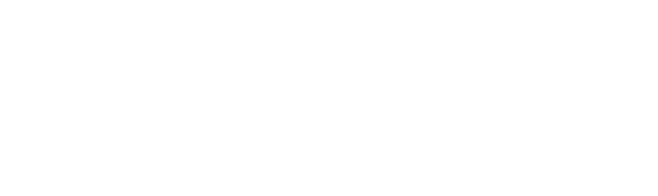 お手本を見ながら建てられる設計図。設計図は人から貰えるほか、色々なところで手に入れることができるぞ！