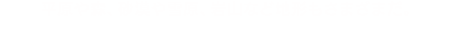 平原や森、砂漠や雪原、岩山など地形もさまざまだ。