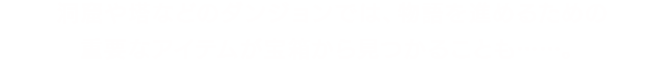 洞窟や塔などのダンジョンでは、物語を進めるための重要なアイテムが宝箱から見つかることも……。